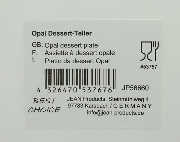 Opal dessert plate (19 cm) made of the finest