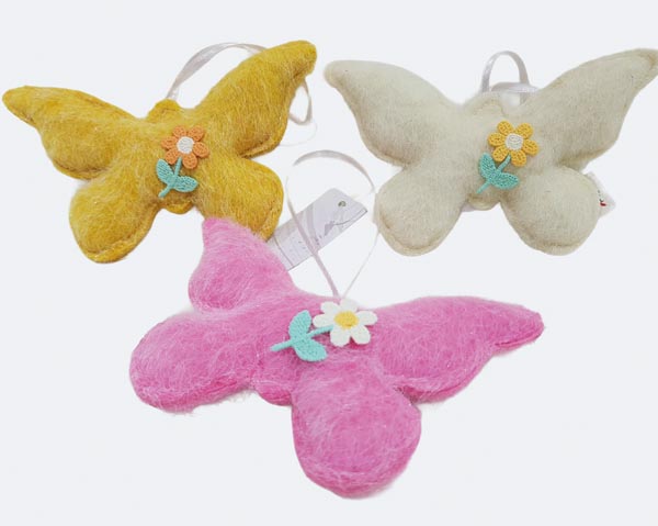 Schmetterlings-Anhänger XL 14x7,7x1,8cm in Rosa, Gelb, Weiß