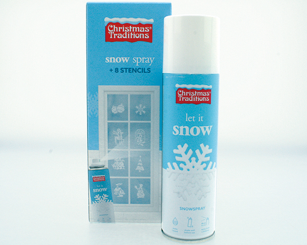 Deko Schneespray 150ml mit 8 Fensterschablonen