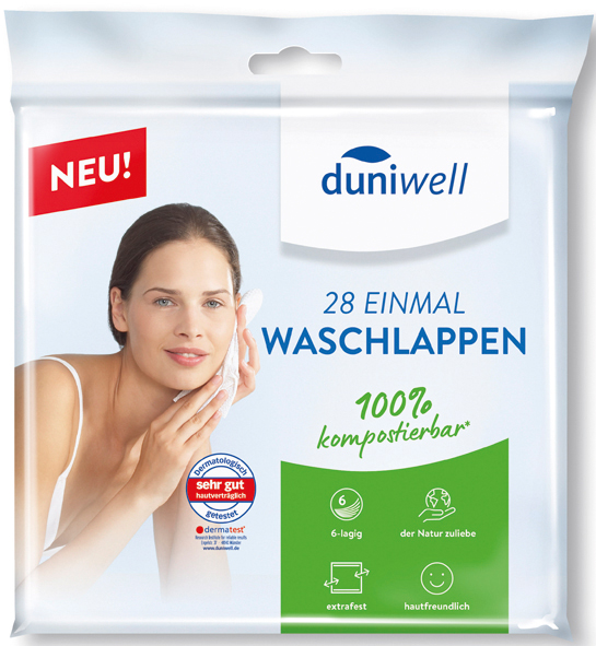 Duniwell disposable washcloths 28s 20 x 20 cm