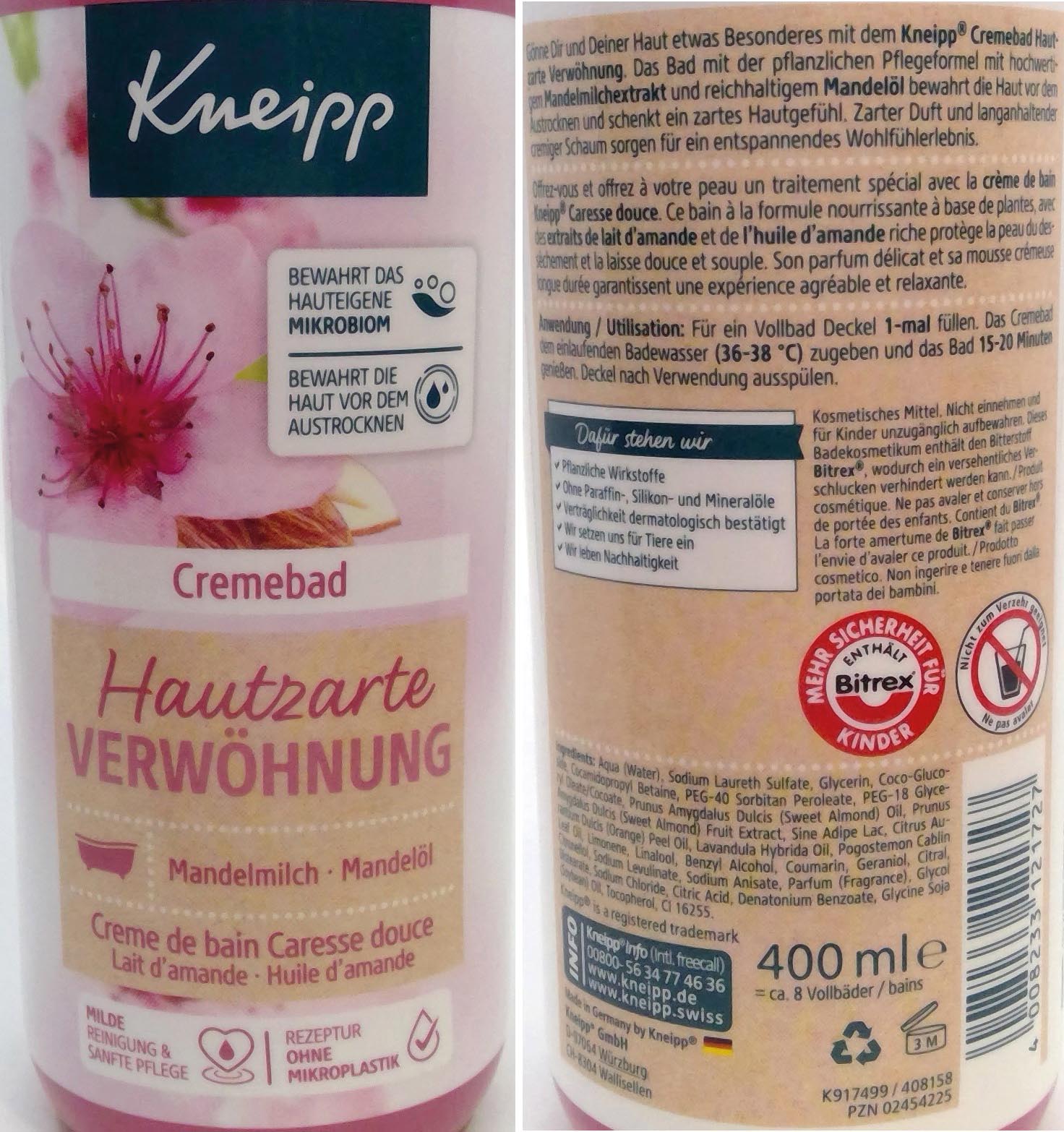 Kneipp Cremebad 400ml Hautzarte Verwöhnung