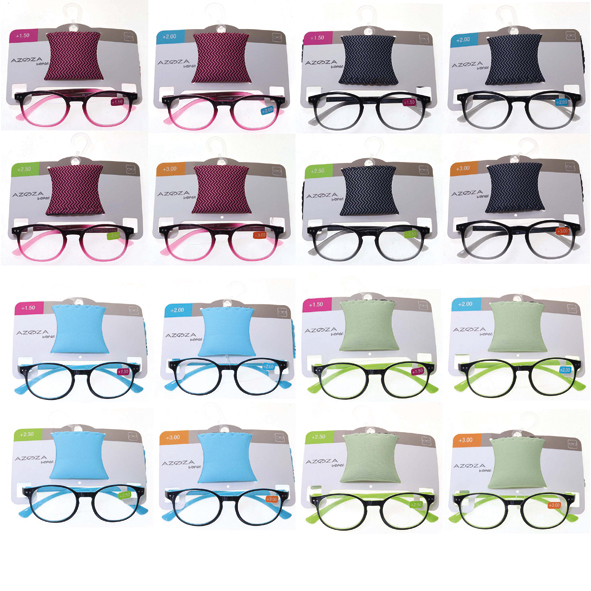 Reading glasses with case 4 models & 4 diopters