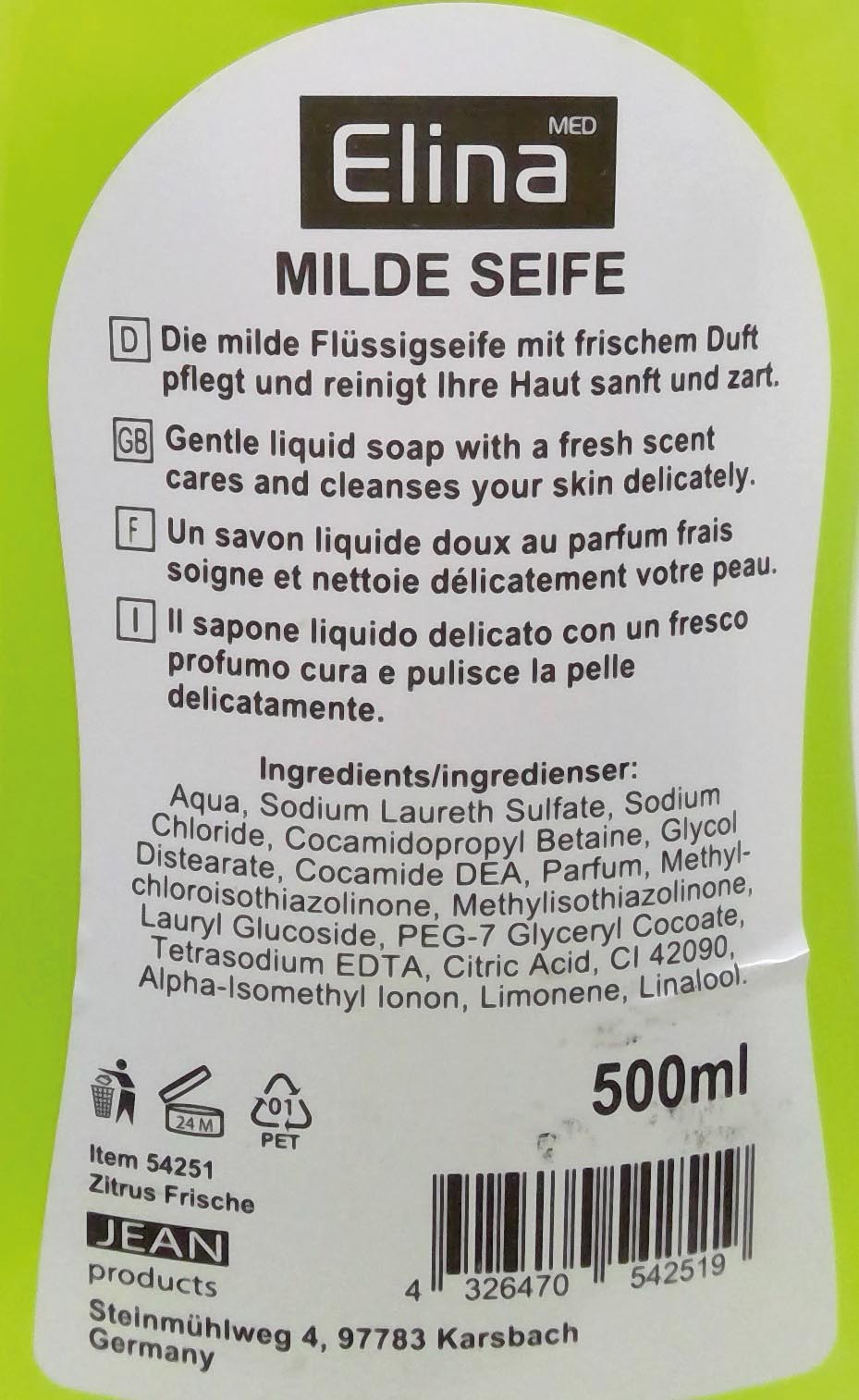 Seife flüssig Elina 500ml Zitrus Frische Limette