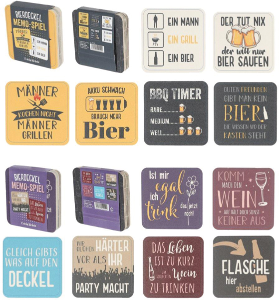 Beer mat memory game BBQ set of 12 paper, 6 designs