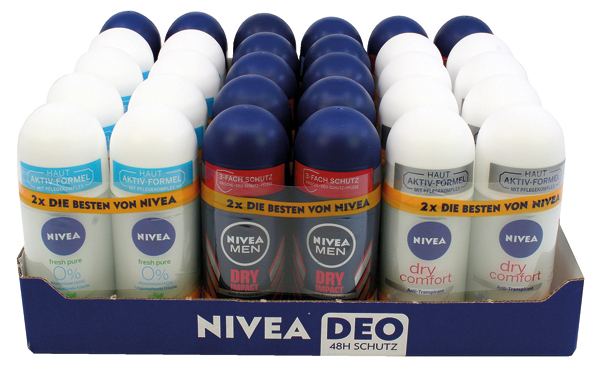 Nivea Deo Roll-on 2x50ml 40pcs carton mixte