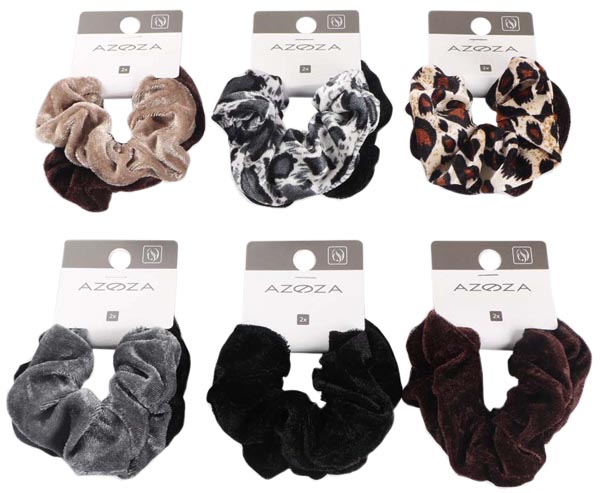 Hair ties scrunchies 2 pack medium 6f. assorted