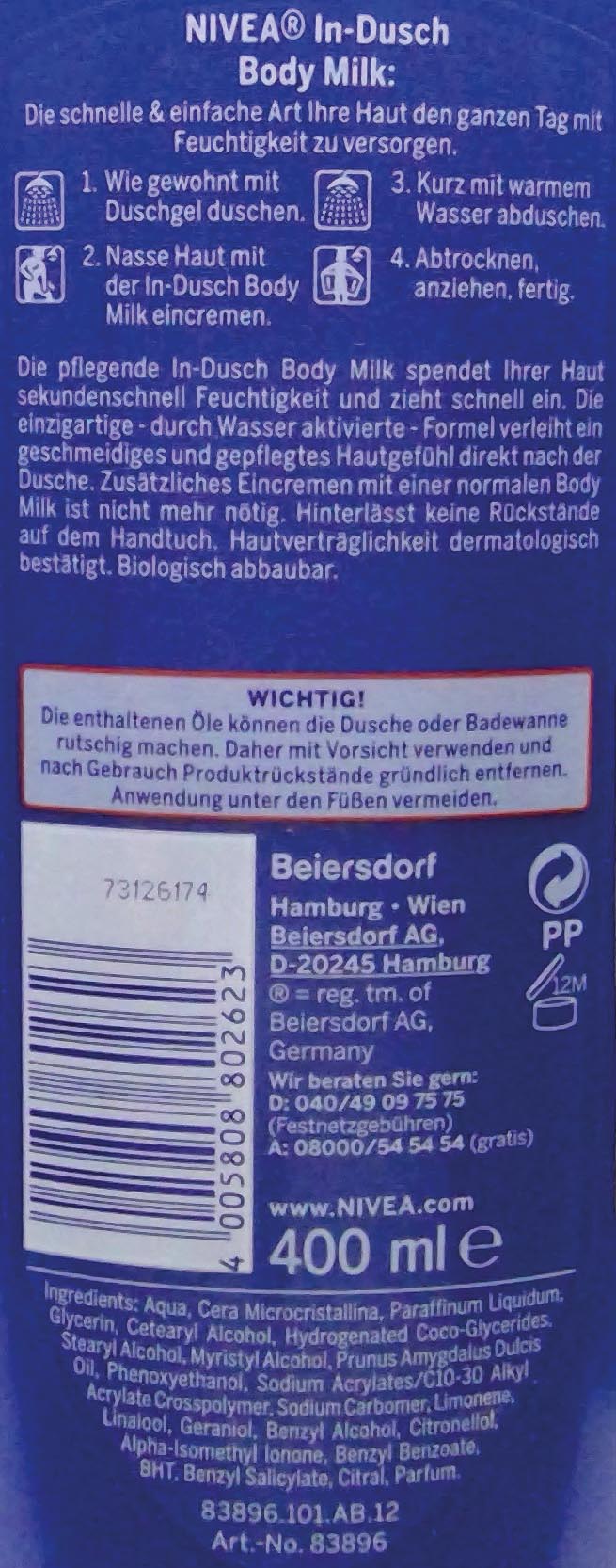 Nivea In-Shower Body Milk 400ml