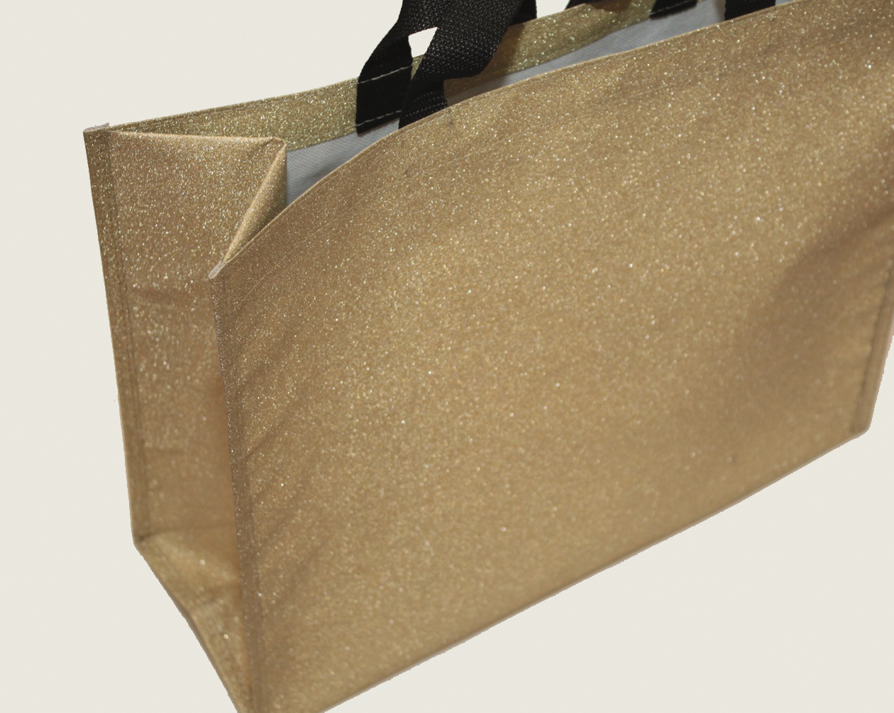 Shopper bag XL 44x33x14,5cm made of PP, gold