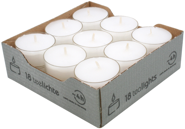 Tea Lights 18pcs White 100% Made in Germany