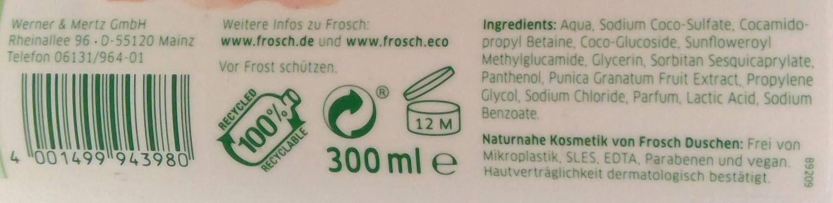 Frosch shower 300ml pommegranate