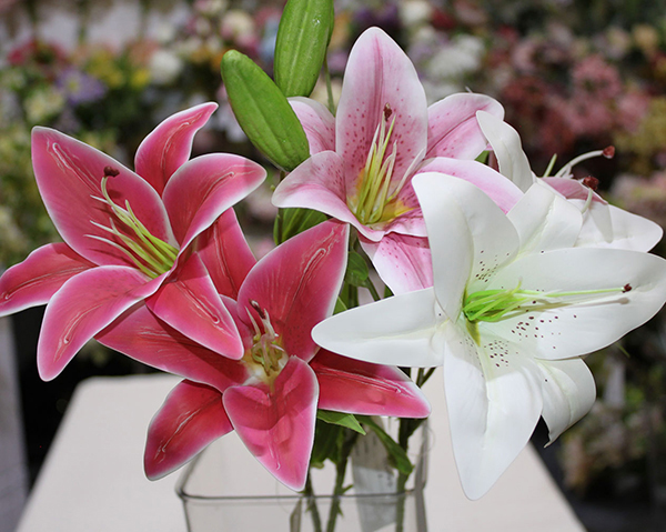 Diamond lily with two large heads XL, 57x12cm, very natural