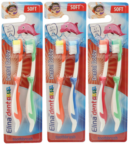 Brosse à dents Elina Kids 2pc couleurs Assorties