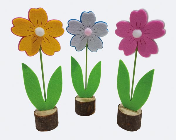 Blumenstecker Filzblume mit Holzstamm XL 23x9x 4,5cm in