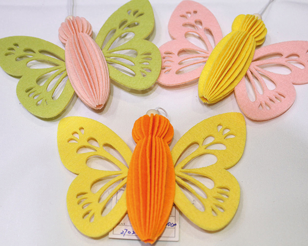 Designer butterfly with fan body made of felt 14x11x3cm and