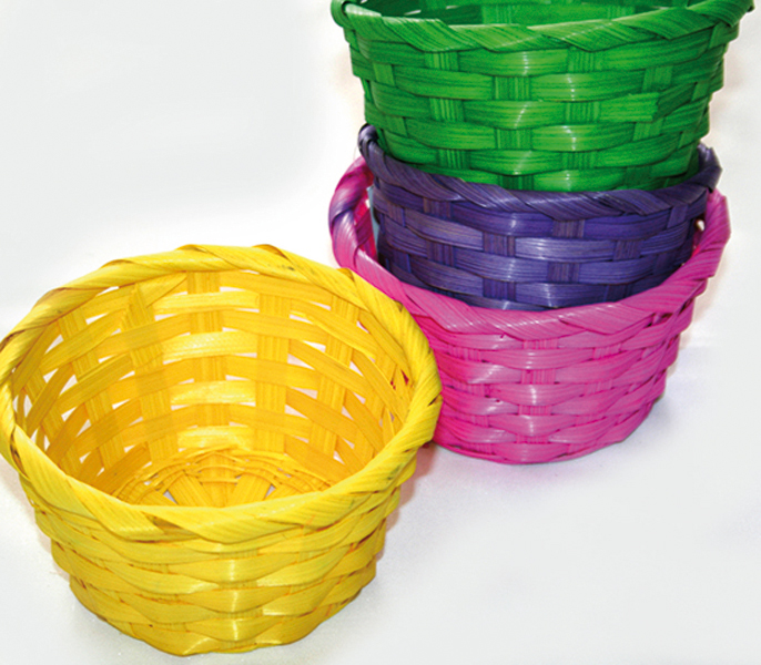 Bast basket 14x8cm round assorted colours