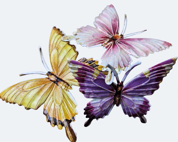 Butterfly flower stick, elegantly hand-painted (6x5.5x26cm)