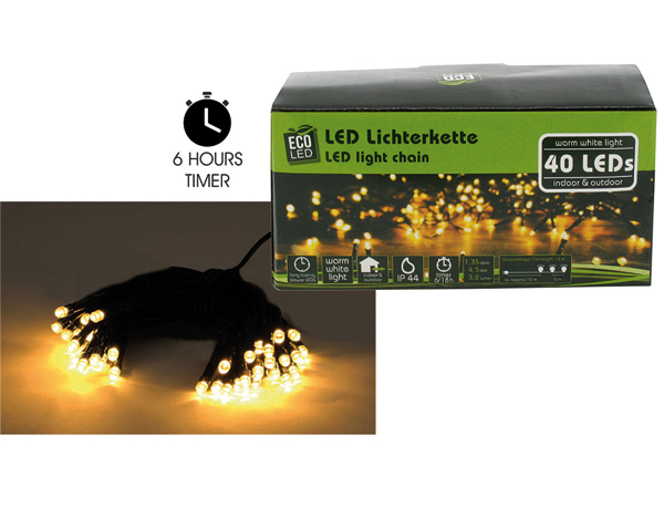 LED Lichterkette 40 LED warmweiß Außen (IP 44)