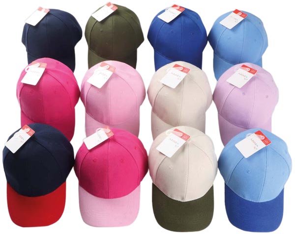 Casquette baseball 12 couleurs ass. taille 52-54