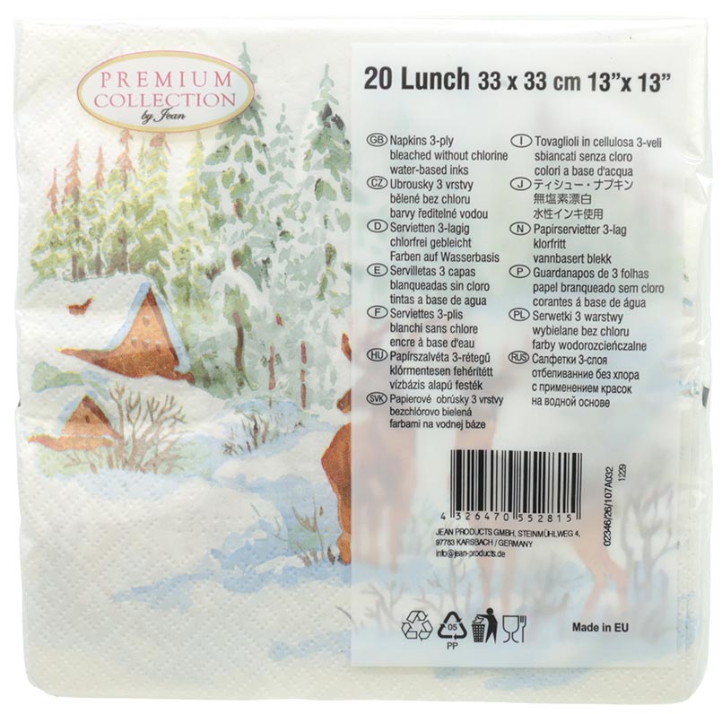Napkins 20s, 3-ply 33x33cm deer in