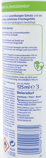 Nivea Déodorant 125ml eco fresh blue