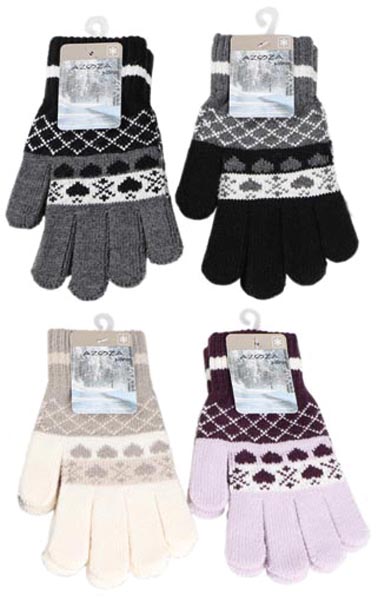 Winter Damen Handschuhe Motiv 4 Farben sortiert