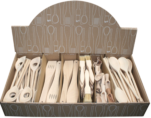 Wooden kitchen utensils 6 ass. 180 in display