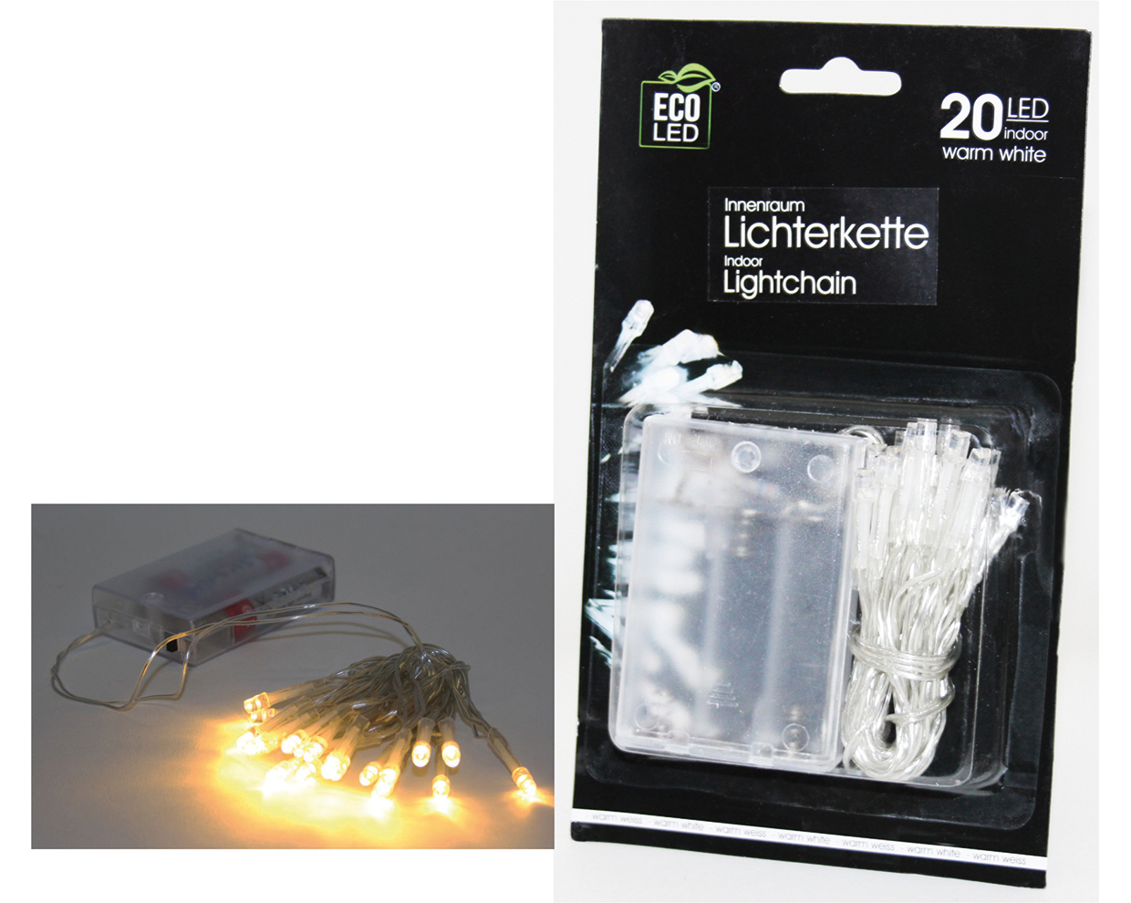 LED Lightchain 20 LED warm white, for indoor