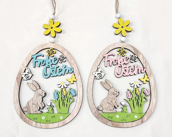 Wooden hanger with cute bunny 16x12cm, 2-piece