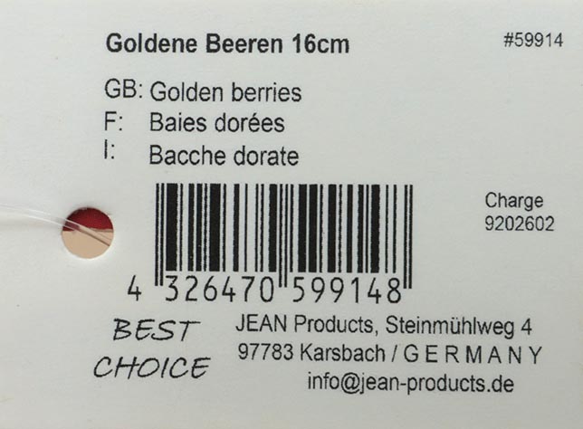 Goldene Beeren 6 Stück zusammen gefasst, in Summe