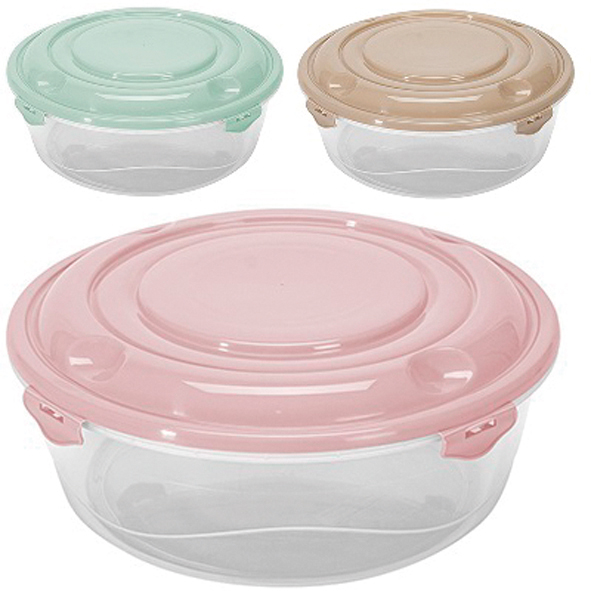 Food storage container with 4 clips, round, 0.5 l