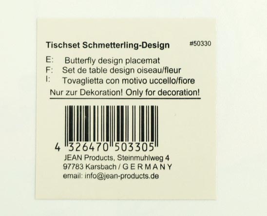 Tischset Schmetterling Design, 44x28,5cm