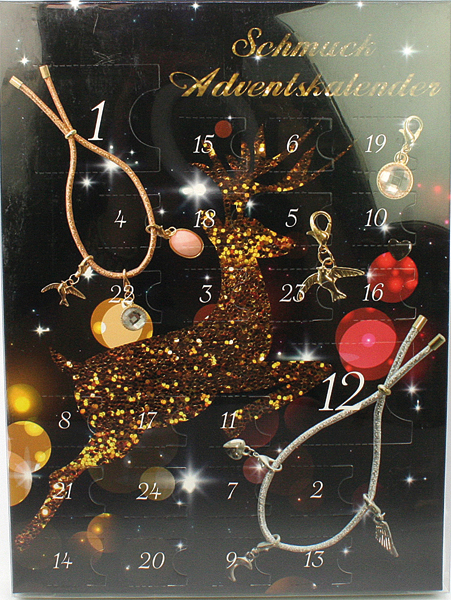 Calendrier de Noël bijoux XL, 3 modèles assortis, avec