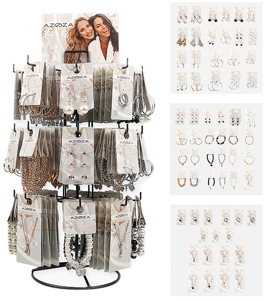 Fashion jewelry assortment in metal display 192