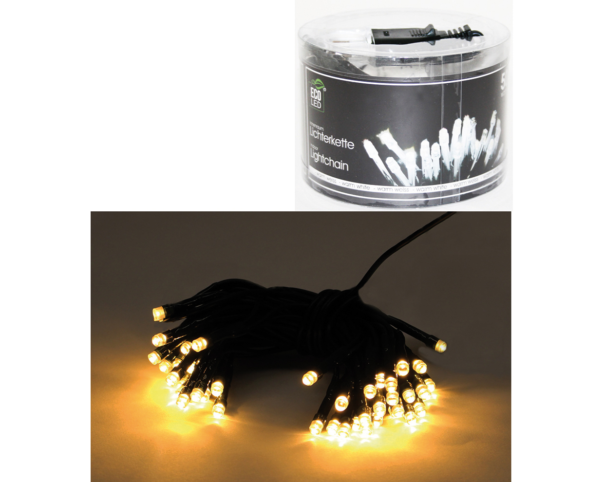 LED Lightchain 50 LED warm white, for indoor