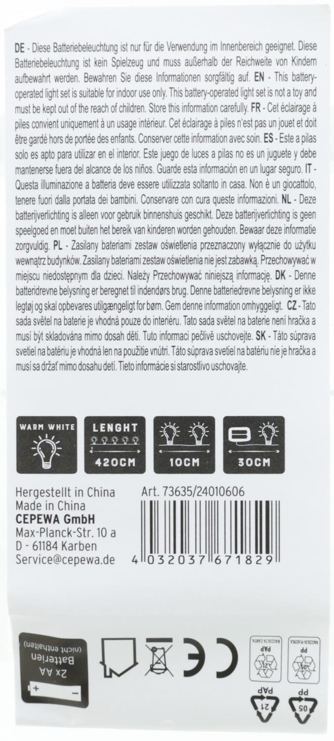 Light chain wire / micro, 40 LED, TIMER, 420cm in