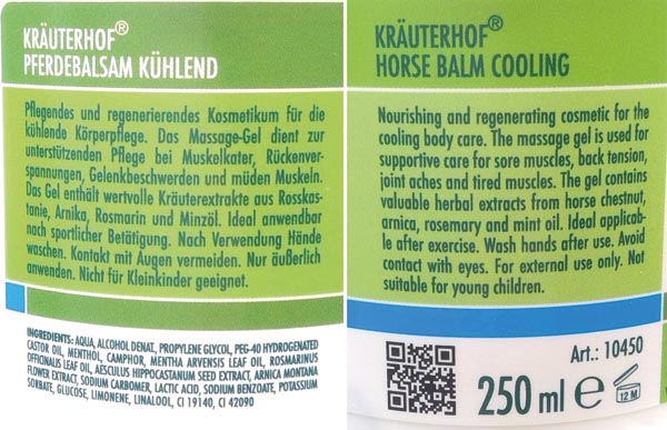 Kräuterhof 250ml Horse Balm cooling