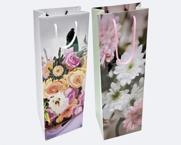 Geschenktasche 36x13x12cm matt Flaschengröße, Gerbera und