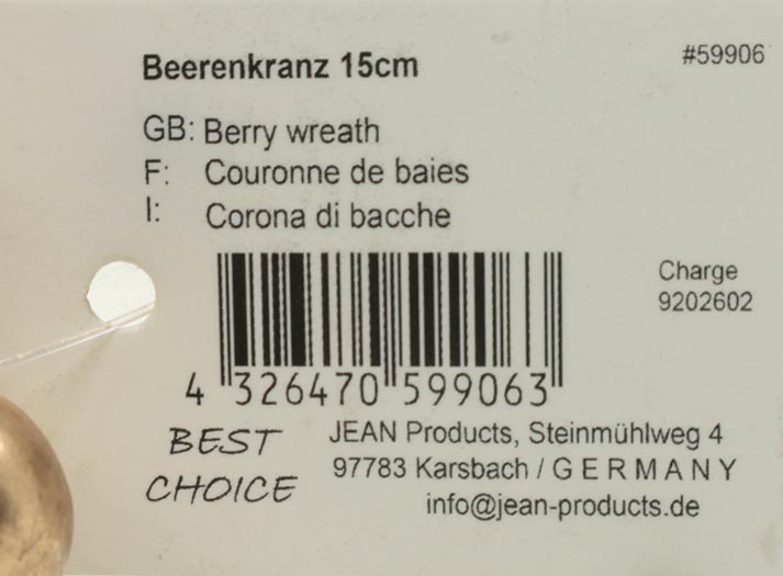 Beerenkranz XL 15cm, Kranz aus Metall, biegsam
